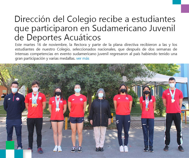 Dirección del Colegio recibe a estudiantes que participaron en Sudamericano Juvenil de Deportes Acuáticos