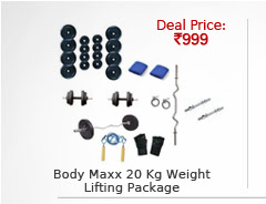 Body Maxx 20 Kg Weight Lifting Package + 3 Ft Bar + Dumbells Rods + Gifts