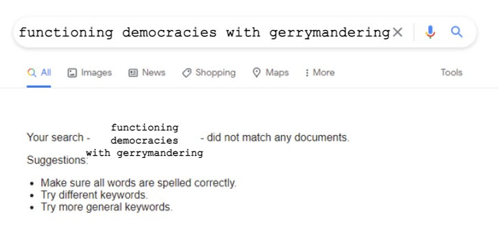 Meme of a google search about gerrymandering