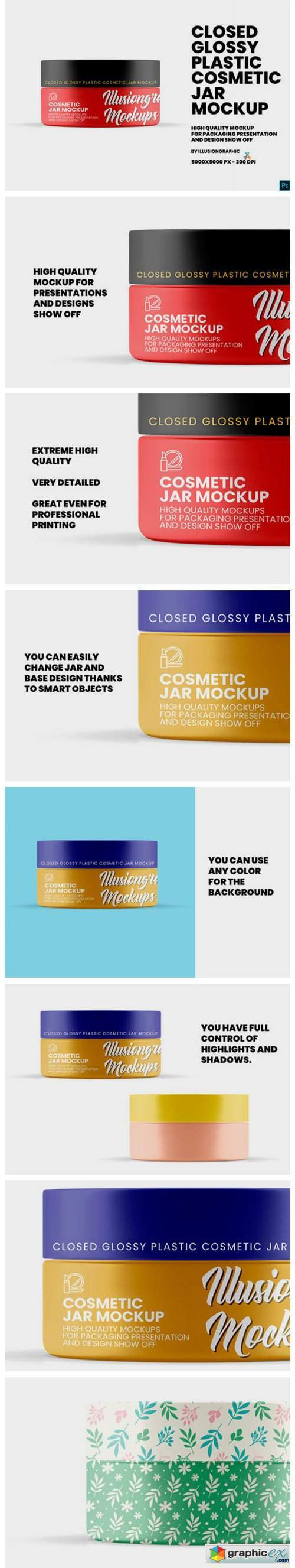 Glossy Plastic Cosmetic Jar Mockup Â» Free Download Vector Stock Image