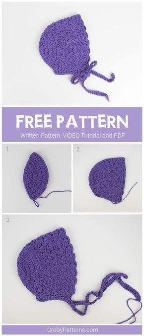 Croby Cute Crochet Baby Bonnet | Best Free Crochet Baby Bonnet Patterns