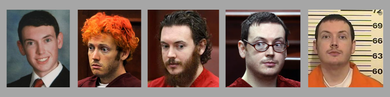 Different pictures of James Holmes. Notice how the picture may influence your perception.