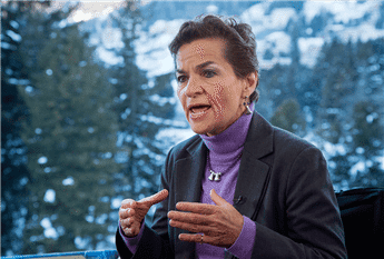 U.N. climate chief Christiana Figueres speaks during an interview at the World Economic Forum in Davos, Switzerland, on Jan. 22, 2014. AP