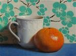 "White Cup with Tangerine, Blue and Turquoise" - Posted on Monday, December 1, 2014 by Debra Becks Cooper