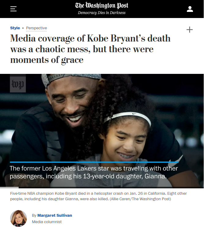 Washington Post: Media coverage of Kobe Bryant’s death was a chaotic mess, but there were moments of grace