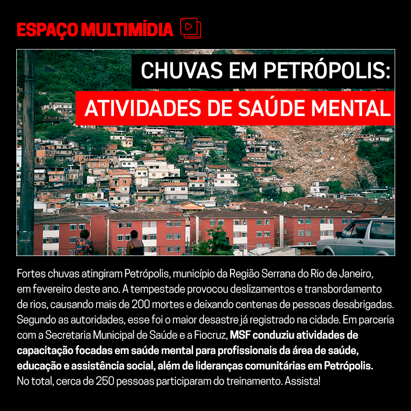 Espaço multimídia: Chuvas em Petrópolis: atividades de saúde mental