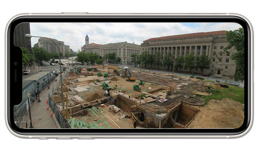 Live camera view of the WWI Memorial construction site