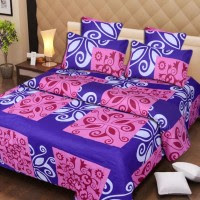 IWS Cotton Printed Double Bedsheet (1 Bedsheet, 2 Pillow Covers, Multicolor)