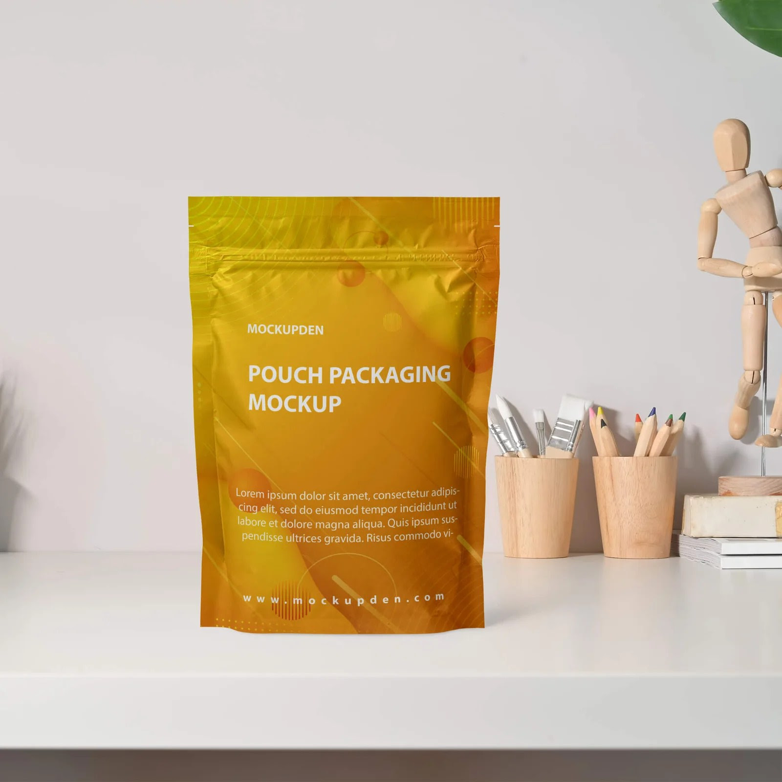 Free Pouch Packaging Mockup PSD Template Mockup Den