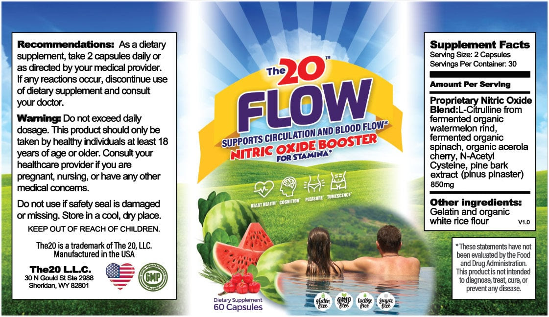 The Flow Supplement Nitric Oxide Booster The 20 Store, 40% OFF
