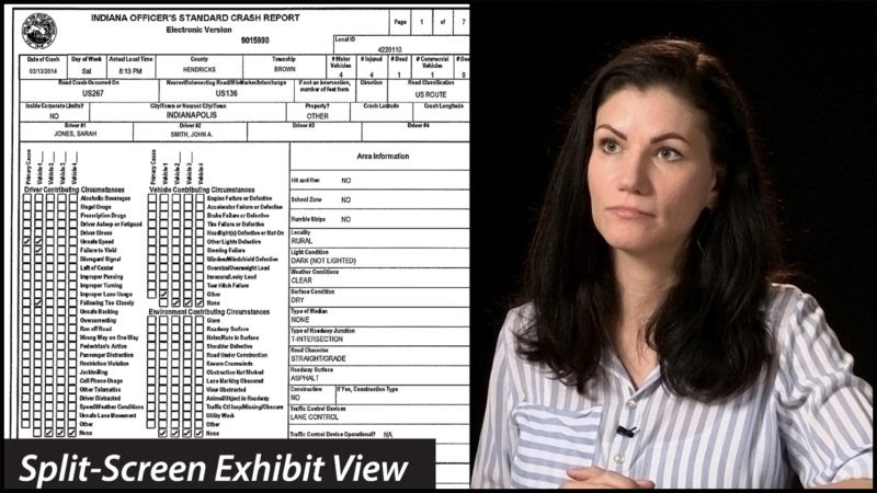 An example of a splitscreen exhibit during a video deposition