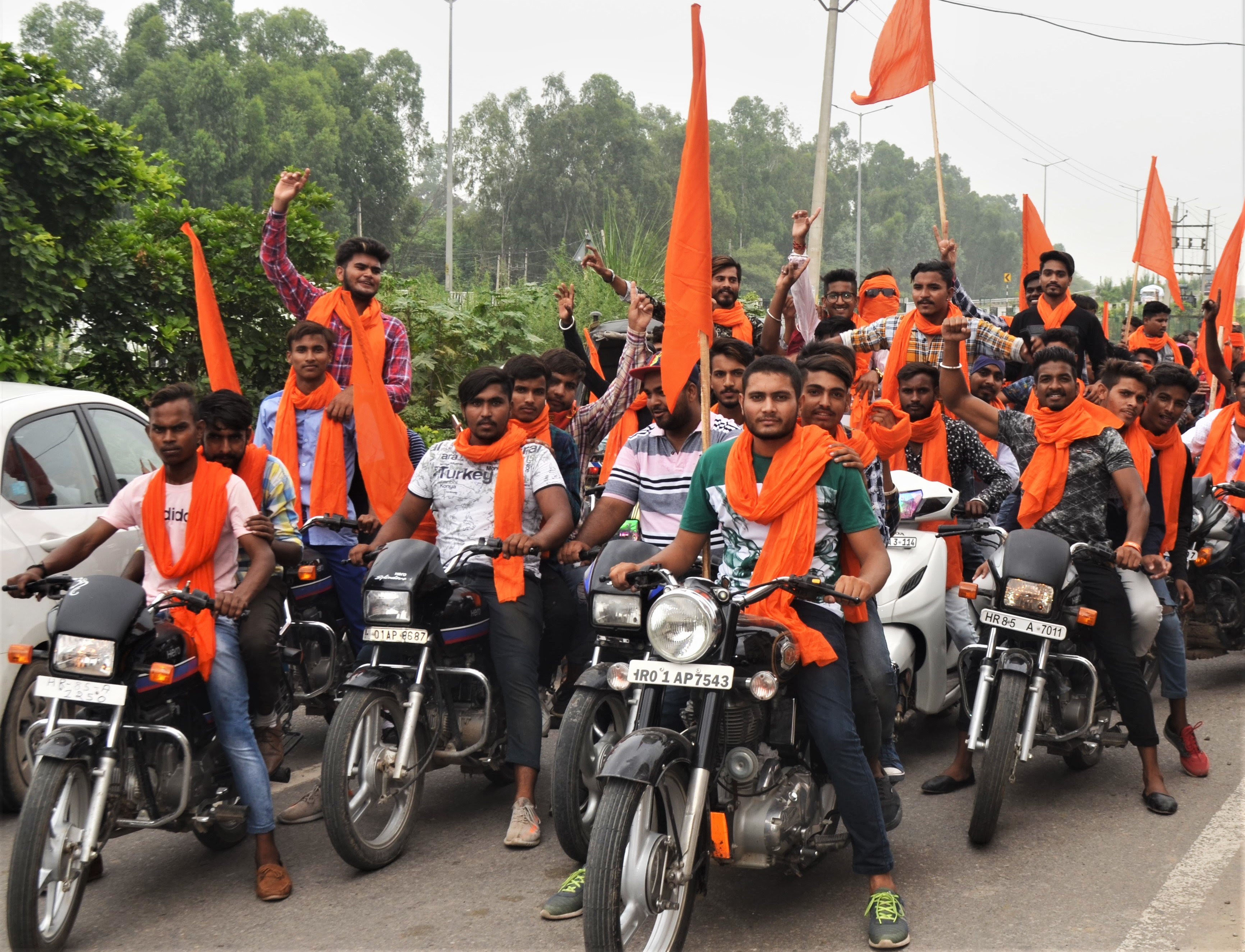  Hindu nationalists demonstrate against accused pastor in Ambala, Haryana state on Aug. 3, 2018. (Morning Star News)