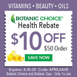 Take $10 off $50 orders of Botanic Choice or Spa products + Free Shipping 