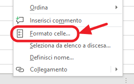 tasto destro formato celle