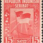 Timbre de l'éphémère République des Etats-Unis d'Indonésie (1949-1950).