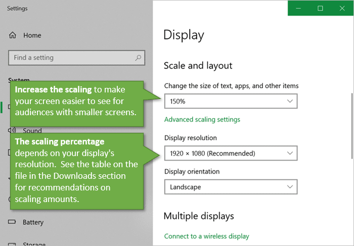 Windows Display Settings and Scaling for Virtual Meetings