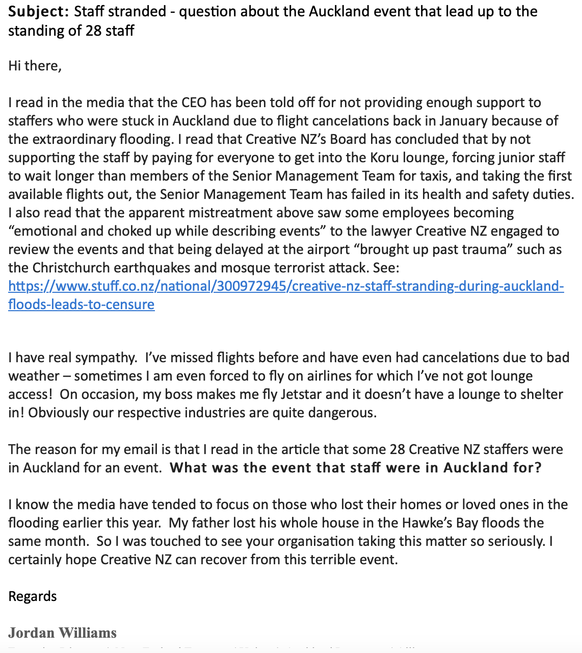 Email to Creative NZ Email to Creative NZ