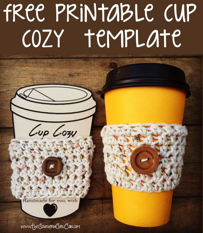 Free printable cup cozy template! … Printable cups, Crochet cup cozy