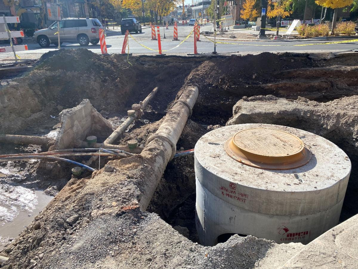 Myriad of underground utilities in the 2100 South Highland Drive intersection.