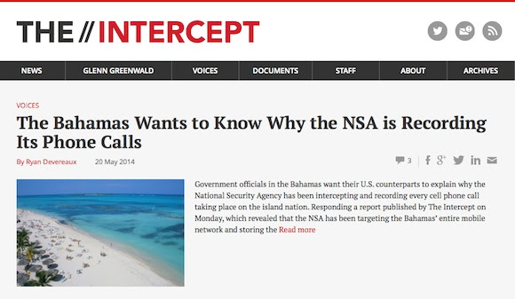 the intercept espia la NSA a Las Bahams