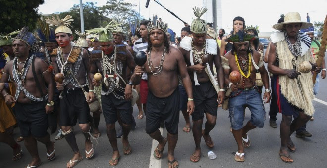 26/04/19 - Protesta de colectivos indígenas brasileños el pasado mes de abril en Brasília. / JOSÉ CRUZ / AGÊNCIA BRASIL.