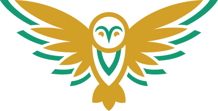 School logo, golden owl