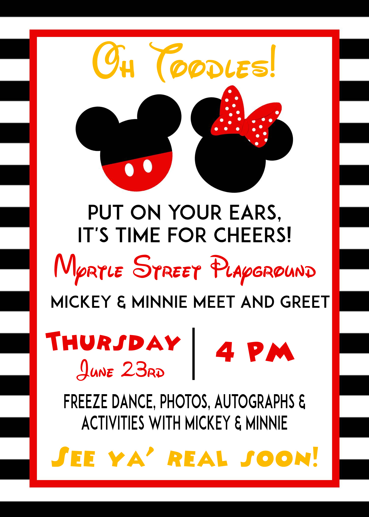 Mickey & Minnie Meet and Greet at Myrtle Street Playground