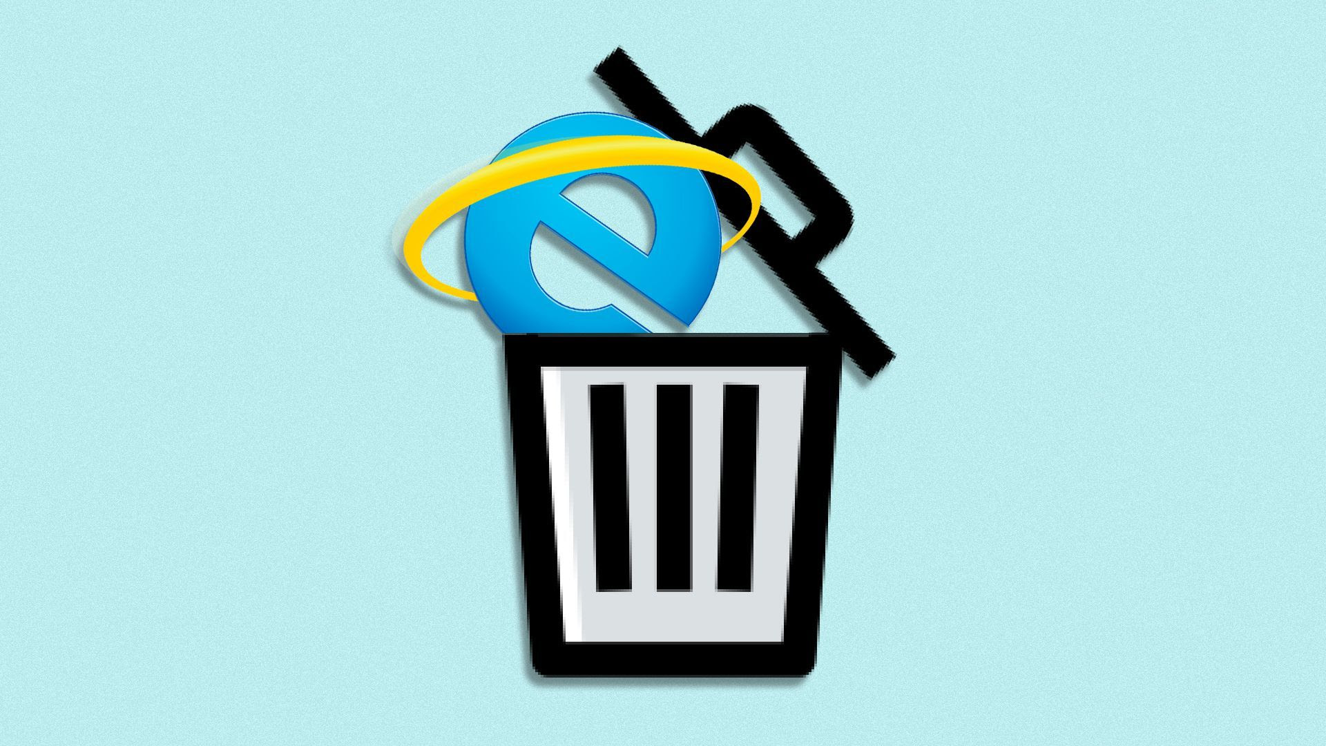 Illustration of the Internet Explorer logo in a trash icon